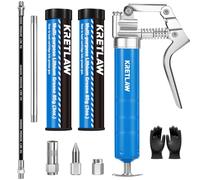 KRETLAW Pistola de engrase Manual Mini (3000 PSI), con Doble Cartucho de Grasa de 85g y Manguera Flexible de 305 mm. Ideal para automoción