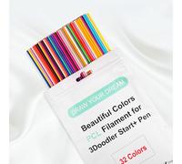 Kretrum Recambios de bolígrafo 3D de 32 colores para bolígrafo 3Doodler Start + 3D Pen de baja temperatura de impresión de 2,5 mm, filamento PCL solo para bolígrafo 3D 3Doodler Start de cada color