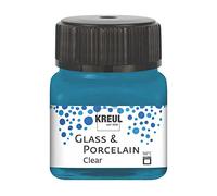 KREUL 16215 - Vidrio y Porcelana Transparente Azul Cian, en Bote de 20 ml, Pintura Transparente al Agua para Vidrio y Porcelana, de Secado rápido, cristalina