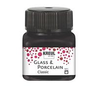 KREUL 16234 - Vidrio y porcelana Negro clásico, en bote de 20 ml, pintura brillante al agua para vidrio y porcelana, de secado rápido, opaca
