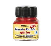KREUL 16283 - Pintura porcelana PORCELAIN+GLASS COLOR 160ºC purpurina rojo 20ml.