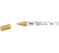 KREUL 16424-Rotulador para vidrio Metálico fino, dorado, punta fina dimensionalmente estable, ancho de trazo aprox. 1-2 mm, rotulador para pintar color brillante, porcelana, Gold, 1-2mm