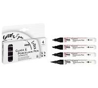 KREUL 16480 - Juego de lápices para escribir a mano en vidrio y porcelana, 4 lápices para escribir a mano en vidrio y porcelana Negro Diferentes puntas y anchos de línea