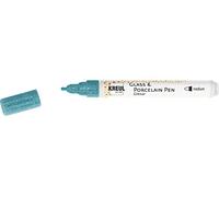 KREUL 16508-Glass & Porcelain Pen Turquesa, Ancho de Trazo Aprox. 1-3 mm, Color Semitransparente a Base de Agua con Efecto Purpurina, cerámica esmaltada y Metal, Vidrio,Porcelana, Turquoise, Medium