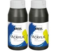 KREUL 17009 - Solo Goya Triton Pintura acrílica negra Frasco de 750 ml Secado rápido con aspecto mate Calidad de estudio Pintura al agua, versátil, opaca y económica (Paquete de 2)