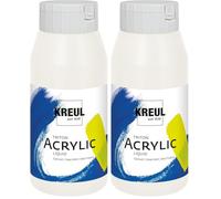 KREUL 17033 - Solo Goya Triton Pintura acrílica blanca (Mischweiß) Frasco de 750 ml Secado rápido con aspecto mate Calidad de estudio Pintura al agua, versátil, opaca y económica (Paquete de 2)