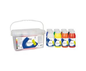 Kreul 17800 - Solo Goya Triton Set, 8 frascos de 750 ml de pintura acrílica de calidad para el estudio Pintura versátil para escuelas de arte, colegios y teatro