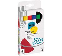 KREUL 17890 - Triton Acrylic Marker Edge, 6 pens, Chisel Tip, Line Width Approx. 1 to 4 mm, Water-Based, Acrylic Colouring pens for Designing Paper, Wood, Stone and Much More