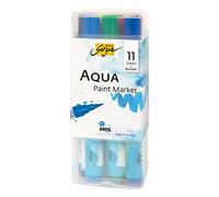 KREUL 18190 Solo Goya Aqua Paint Marker Powerpack, Set of 11 Colours and a Blender, Artist Pens with Elastic Brush Tip, Water Soluble Paint