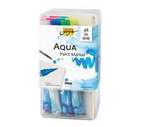 KREUL 18195 - Solo Goya Aqua Paint Marker Powerpack XXL, set con 17 colores y un mezclador, rotuladores de artista con punta de pincel elástica, pintura soluble en agua