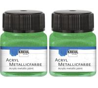 KREUL, 20 ml Glass in Green, Glamorous Acrylic Paint with Metallic Effect Water-Based, Creamy Opaque, Quick Drying and Waterproof (Paquete de 2)