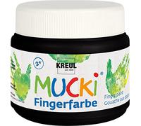 KREUL 23112 - Mucki Pintura Brillante para Dedos, 150 ml en Negro, a Base de Agua, sin parabenos, sin Gluten, sin lactosa y Vegana, Lavable