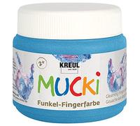 KREUL 23122-Mucki Pintura Brillante para Dedos, Azul Diamante, a Base de Agua, sin parabenos, sin Gluten, sin lactosa y Vegana, Lavable, Color Blue, 150 ml (9992)