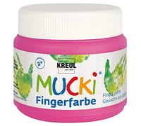 KREUL 23127 - Mucki Pintura de Dedos neón Brillante, 150 ml en Rosa chillón, a Base de Agua, sin parabenos, sin Gluten, sin lactosa y Vegana, Lavable