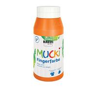KREUL 23203 - Mucki pintura brillante para dedos, 750 ml en naranja, a base de agua, sin parabenos, sin gluten, sin lactosa y vegana, lavable
