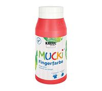 KREUL 23205 - Mucki pintura brillante para dedos, 750 ml en rojo, a base de agua, sin parabenos, sin gluten, sin lactosa y vegana, lavable