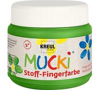 KREUL 28105-Mucki Pintura Luminosa para Dedos de Tela, Verde, a Base de Agua, sin parabenos, sin Gluten, sin lactosa y Vegana, Color Green, 150 ml (Eduplay_250076)