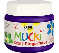 KREUL 28110 - Mucki pintura luminosa para dedos de tela, 150 ml en violeta, a base de agua, sin parabenos, sin gluten, sin lactosa y vegana, ideal para usar con los dedos