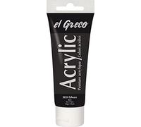 KREUL 28324 - Pintura acrílica El Greco Tubo de 75 ml Negro Pintura brillante rica en pigmentos Calidad de estudio Consistencia similar a la de la mantequilla para pintar al impasto