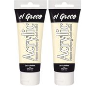 KREUL 28333 - El Greco Acrílico, tubo de 75 ml en color marfil, pintura acrílica brillante de alta pigmentación en calidad de estudio, pintable como mantequilla, para pintura de empaste (Paquete de 2)