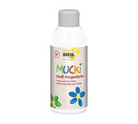 KREUL 28401 - Mucki pintura luminosa para dedos de tela, 250 ml en blanco, a base de agua, sin parabenos, sin gluten, sin lactosa y vegana