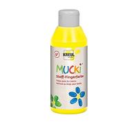 KREUL 28402-Mucki Pintura Luminosa para Dedos, 250 ml en Amarillo, a Base de Agua, sin parabenos, sin Gluten, sin lactosa y Vegana, Yellow, 250