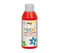 KREUL 28403 - Tela luminosa Mucki - pintura para dedos, 250 ml en rojo, a base de agua, sin parabenos, sin gluten, sin lactosa y vegana, ideal para usar con los dedos y las manos