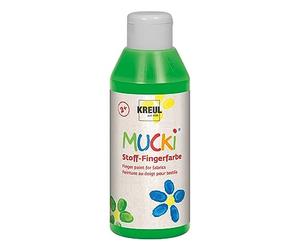 KREUL 28405 - Mucki pintura luminosa para dedos de tela, 250 ml en verde, a base de agua, sin parabenos, sin gluten, sin lactosa y vegana