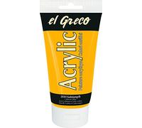 KREUL 28503 - El Greco Acrílico, tubo de 150 ml en amarillo cadmio, pintura acrílica brillante de alta pigmentación en calidad de estudio, pintable como mantequilla, para pintura de empaste