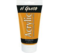 KREUL 28518 - El Greco Acrílico, tubo de 150 ml en ocre claro, pintura acrílica brillante de alta pigmentación en calidad de estudio, pintable como mantequilla, para pintura de empaste