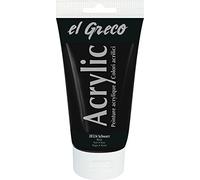 KREUL 28524 - El Greco Acrílico, tubo de 150 ml en negro, pintura acrílica brillante de alta pigmentación en calidad de estudio, mantecosa, para pintura empastada