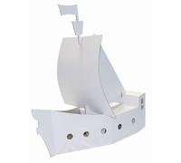 KREUL 39101 - joyPac Barco pirata de cartón blanco duro para pintar, pegar y decorar Juego para niños Tamaño aprox. 48 x 18 x 50 cm