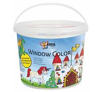 KREUL 40155 - Window Color Power Pack Castillo, 6 x 125 ml pintura para ventanas, in ontorno negro, para niños creativos, lámina especial y más de 70 plantillas