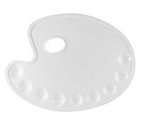 KREUL 4177-Paleta de plástico para Mezclas, Aprox. 29 x 22 cm, Blanca, Ovalada con 9 hendiduras y Orificio de Agarre, para Pintura acrílica y Acuarela, White