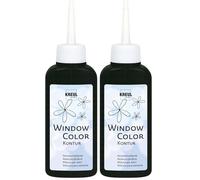 KREUL 42774 - Pintura para contorno de ventanas Negro Frasco de 80 ml Para una mejor delineación del patrón Para superficies lisas (vidrio, espejo, azulejos) (Paquete de 2)