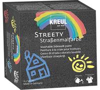 KREUL 43100 - Set de pintura callejera Streety, 4 colores con 120 ml cada uno, tiza líquida lavable para pintar con brocha o rodillo, tiza callejera líquida, vegana