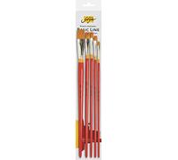 Kreul 47355 - Pincel Solo Goya Artist Brush Goldhair Synthetics, 3 pinceles planos 4, 8 y 16 y un pincel redondo en tamaño 10, pincel universal, para pintura al óleo y acrílica