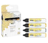 KREUL 49756 - Set de 4 rotuladores para velas Glamour Lighting, purpurina plata, purpurina oro, plata, oro, 29 ml cada uno, punta fina, colores con cera de abeja para decorar y pintar velas