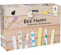 KREUL 49757 - Set de 6 rotuladores para velas Bee Happy, 6 x 29 ml, punta fina, colores con cera de abeja para decorar y pintar velas, tiempo de secado aprox. 8 horas
