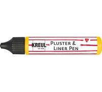 KREUL 49803 - Pluster and Liner Pen Sun Yellow, 29 ml, Pluster Paint for Decorating and Decorating, for Decorative Effects by Blowing in The Oven, with Iron or Hair Dryer