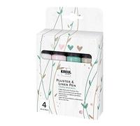 KREUL 49831 - Pluster & Liner Pen Chalky Moments, 4 x 29 ml en colores chalky, pintura pluster para decorar y embellecer, efectos decorativos 3D esponjando