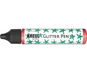 KREUL 49841 Glitter Pen Red, Glitter Effect Paint in Handy 29 ml Pen, for Decorating, Labelling and Decorating a Wide Range of Materials, Made on Water Base