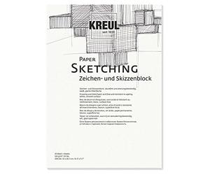 KREUL 69002 - Papel Sketching, Bloc de Dibujo y Esbozo, 20 Hojas, 120 g/m², DIN A4, Blanco, Superficie Lisa, Resistente al ácido y al envejecimiento