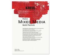 KREUL 69021-Papel, DIN, 200 g/m², 10 Hojas, Libre de ácido y Resistente al envejecimiento, Blanco Natural, para Todas Las técnicas artísticas de Mixed Media, Multicolor, a4 (69021)