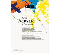 KREUL 69042 - Bloc de color acrílico, DIN A3, 10 hojas, blanco natural, superficie con textura fina, encolado por las cuatro caras, sin ácido y resistente al envejecimiento, ideal para pintar