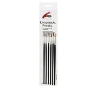 KREUL 723001-Pinceles para Pinturas de Vidrio y Porcelana, 6 Piezas de Pelo de Poni sintético Redondo en tamaños 00, 0, 1, 2, 3 y 4, Multicolor, One size