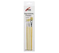 KREUL 723002 - Juego de pinceles universales, cerda plana, de cerdas de cerdo fuertes y claras, pincel escolar plano, 3 pinceles en tamaños 4, 8 y 12