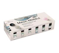 KREUL 73613 - Magic Marble Marbling Paint, Chalky Living Set, 6 x 20 ml pintura en marrón, rosa, petróleo, gris, incoloro y negro, para marmolear por inmersión madera, vidrio, plástico