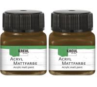 KREUL 75209 Acrylic Matt Paint Creamy Opaque Quick-Drying Water-Based for Many Different Surfaces in 20 ml Glass Dark Brown (Paquete de 2)