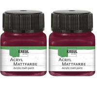 KREUL 75269 - Pintura acrílica mate, rojo vino en bote de 20 ml, pintura al agua cremosa, opaca, de secado rápido, adecuada para muchas superficies diferentes (Paquete de 2)